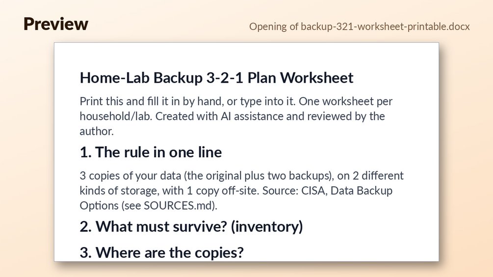 Backup 3-2-1 Plan Worksheet for Home Labs: cover image 3