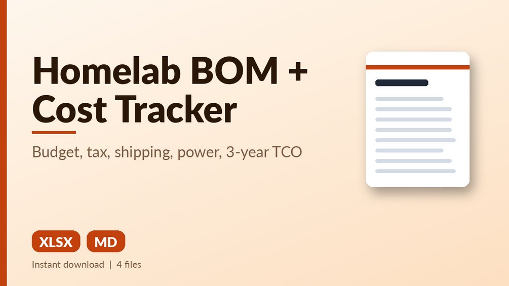 Home Lab Bill of Materials and Cost Tracker Spreadsheet: cover image 1