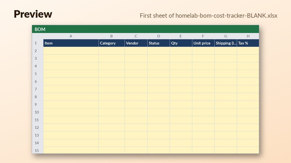 Home Lab Bill of Materials and Cost Tracker Spreadsheet: cover image 3