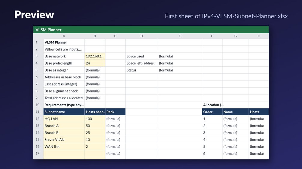 IPv4 VLSM Subnet Planner Spreadsheet: cover image 3