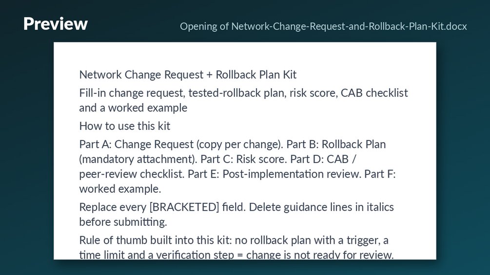 Network Change Request Template with Rollback Plan: cover image 3