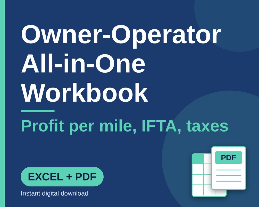 Owner Operator Bookkeeping Workbook with IFTA and Cost Per Mile: cover image 1