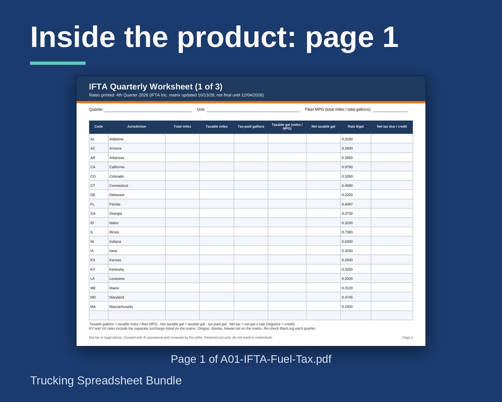 Trucking Spreadsheet Bundle: cover image 3